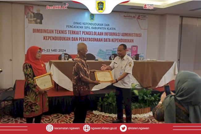 Kecamatan Ngawen Raih Penghargaan pencapaian IKD (Identitas Kependudukan Digital) tertinggi