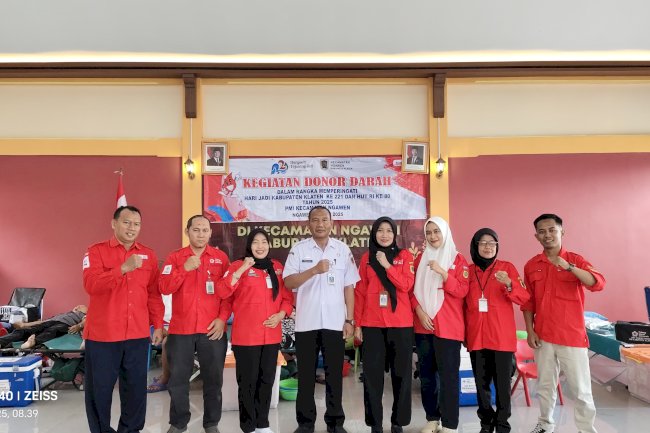 DONOR DARAH KECAMATAN NGAWEN DALAM RANGKA HARI JADI KLATEN KE-221 DAN HUT RI KE-80