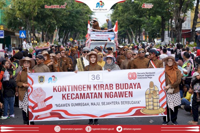 MERIAH! Kontingen Kecamatan Ngawen Ikut Berpartisipasi Dalam Karnaval Budaya Kabupaten Klaten