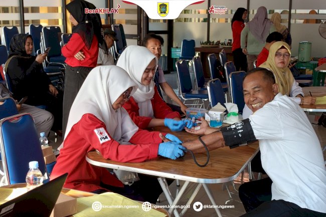Semarak Hari Jadi Klaten ke-222, Kecamatan Ngawen Gelar Aksi Donor Darah Lintas Sektoral