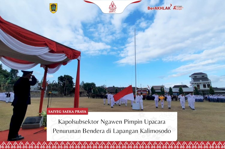 Kapolsubsektor Ngawen Pimpin Upacara Penurunan Bendera di Lapangan Kalimosodo