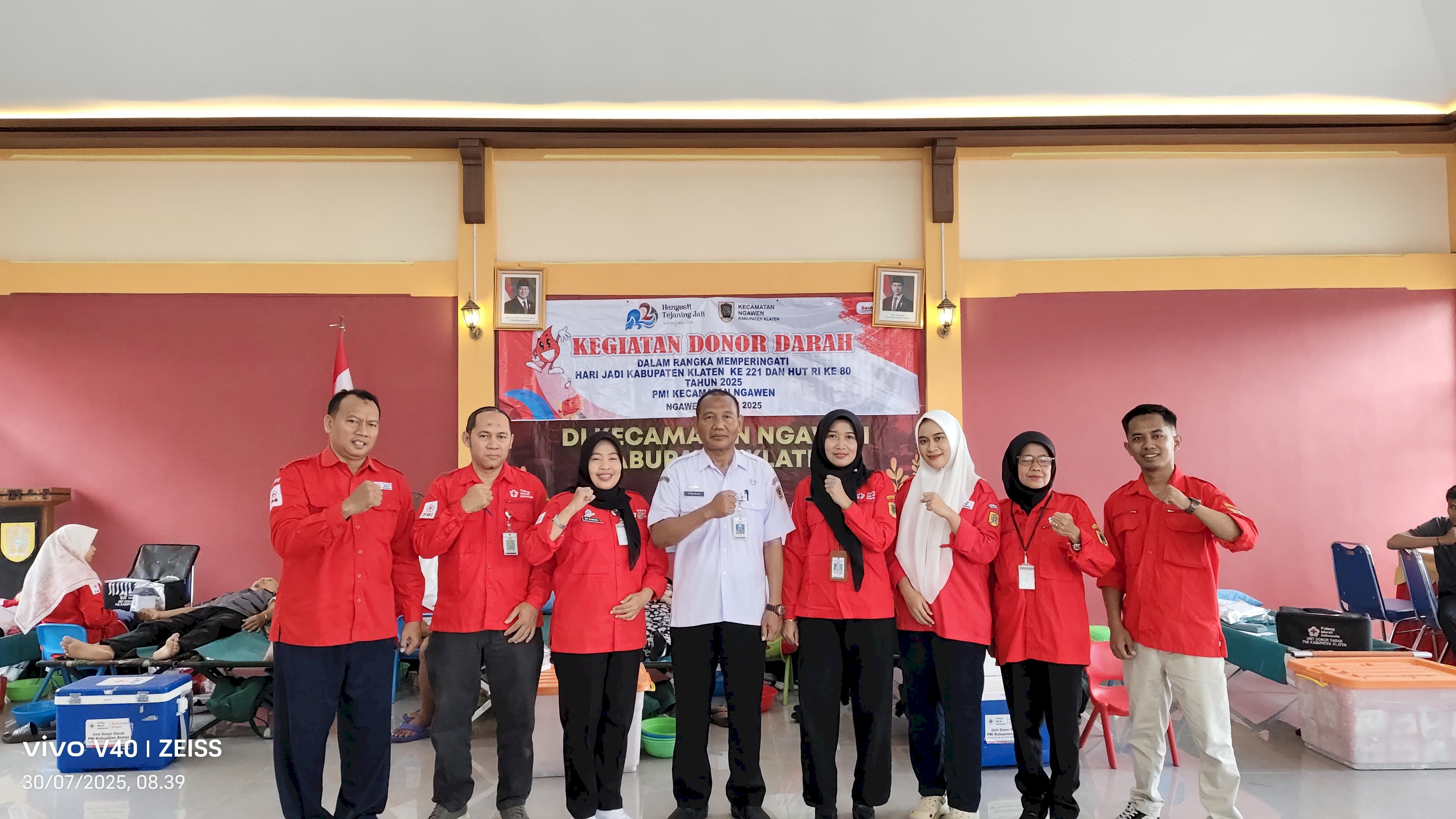 DONOR DARAH KECAMATAN NGAWEN DALAM RANGKA HARI JADI KLATEN KE-221 DAN HUT RI KE-80