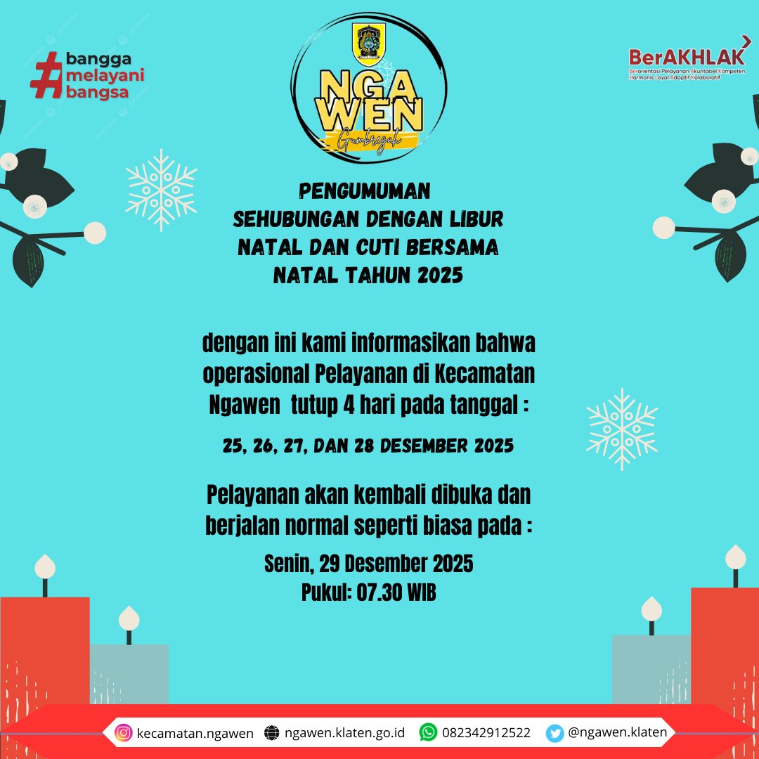 Pengumuman Libur Pelayanan Dukcapil dalam Rangka hari Raya Natal