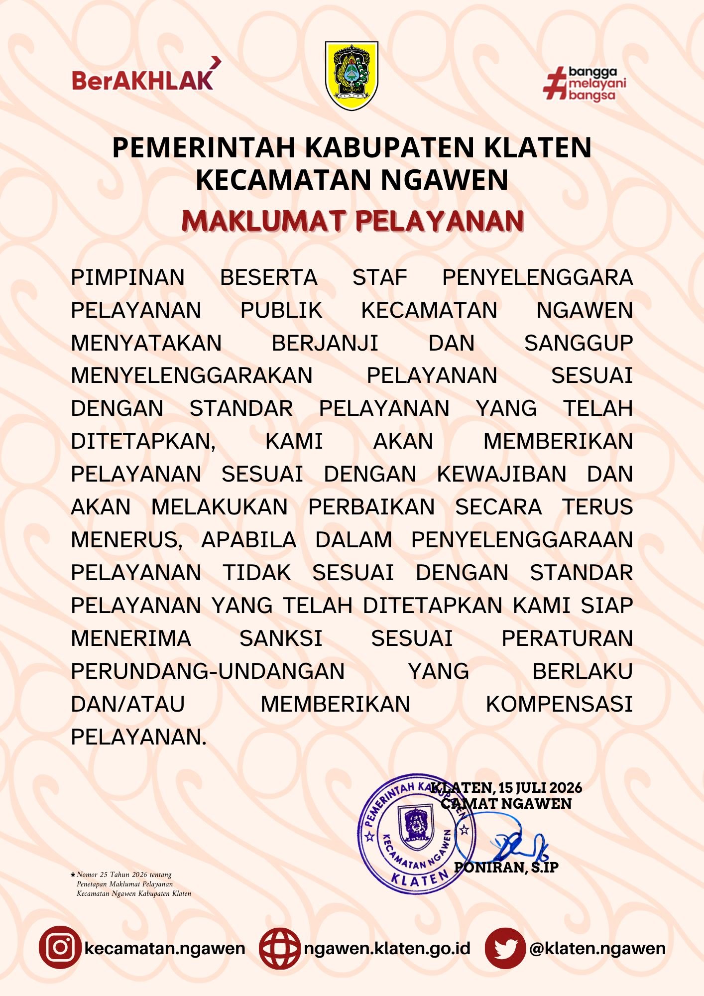 Maklumat Pelayanan Kecamatan Ngawen