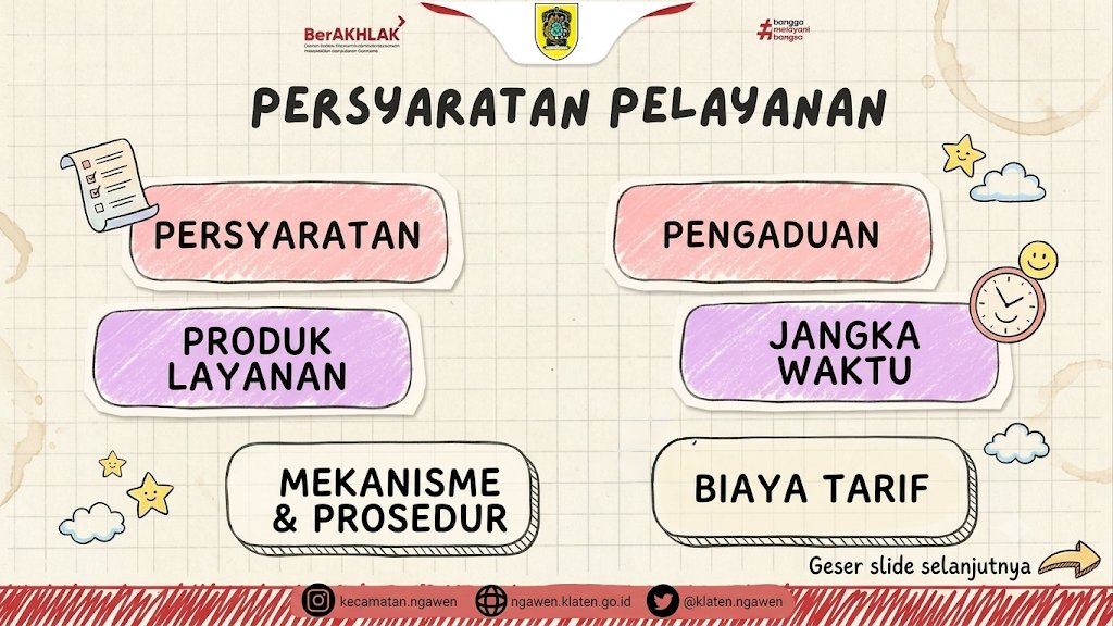 Persyaratan Pelayanan di Kecamatan Ngawen