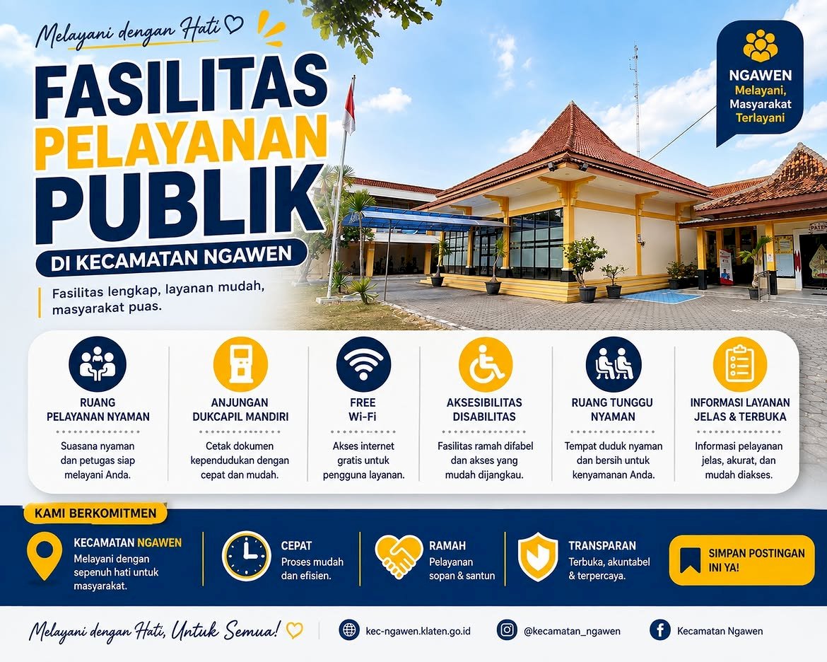 Apa saja fasilitas di Kecamatan Ngawen untuk pengguna layanan? yuk kita simak